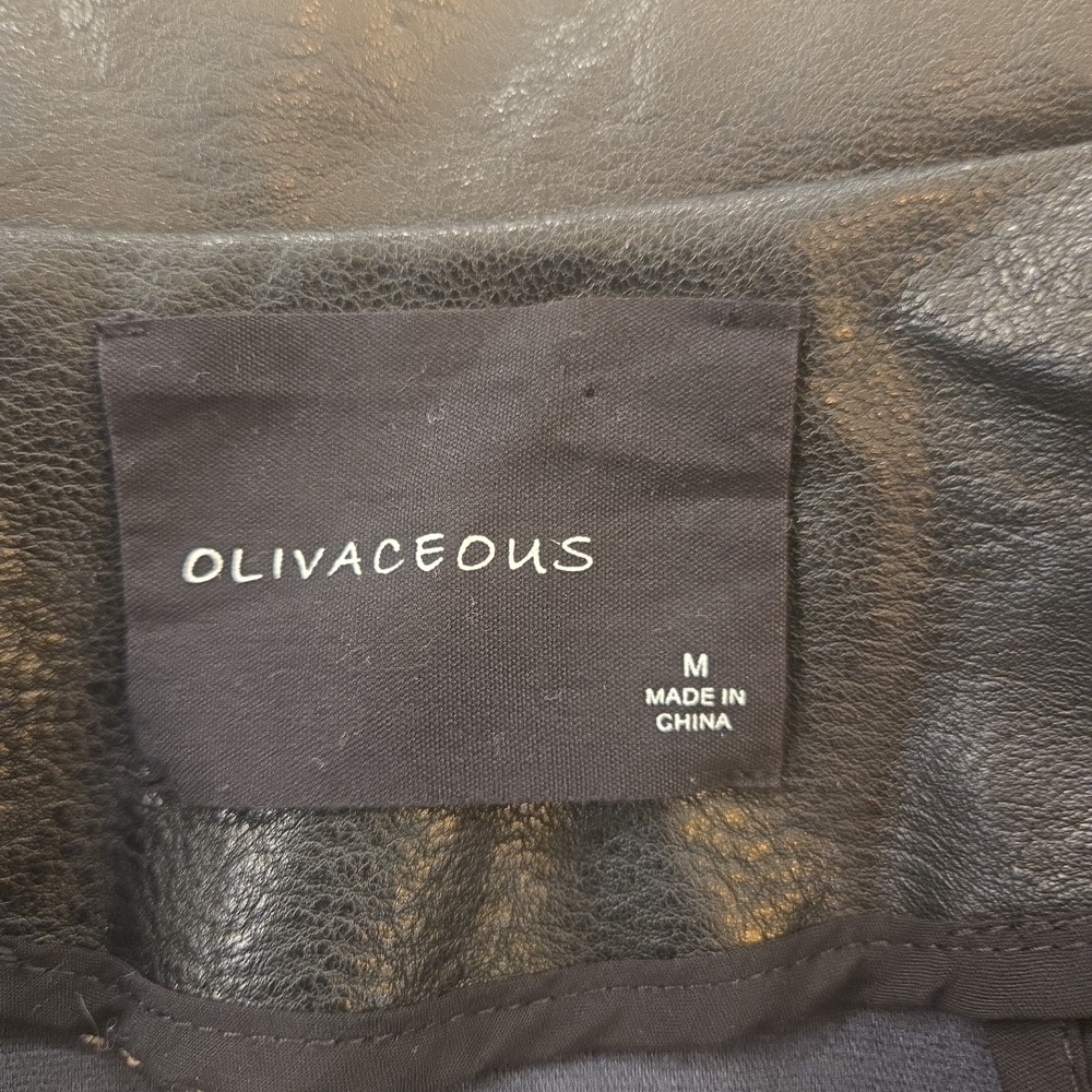 Olivaceous Black Leather Jacket with White Stars - Picture 11 of 13